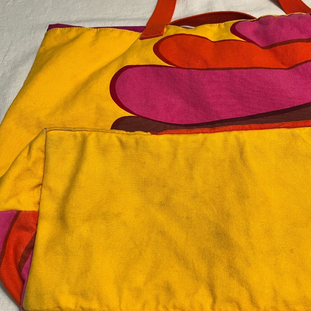 Marimekko Colorful Floral Canvas Tote Bag Scandinavian Retro Large - Picture 6 of 10